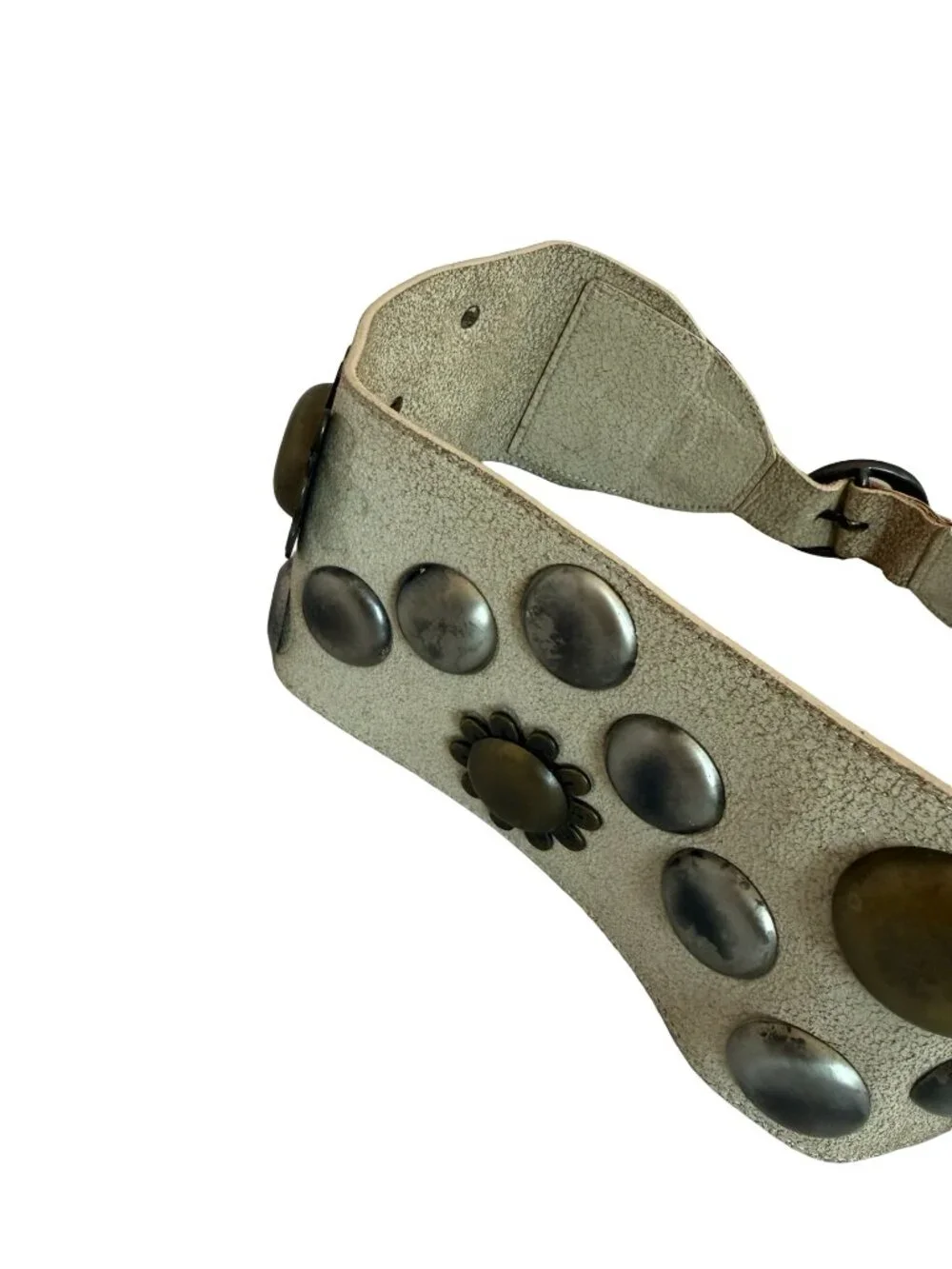 Beige Floral Stud Wide Belt Unique Y2k Retro Vintage 40